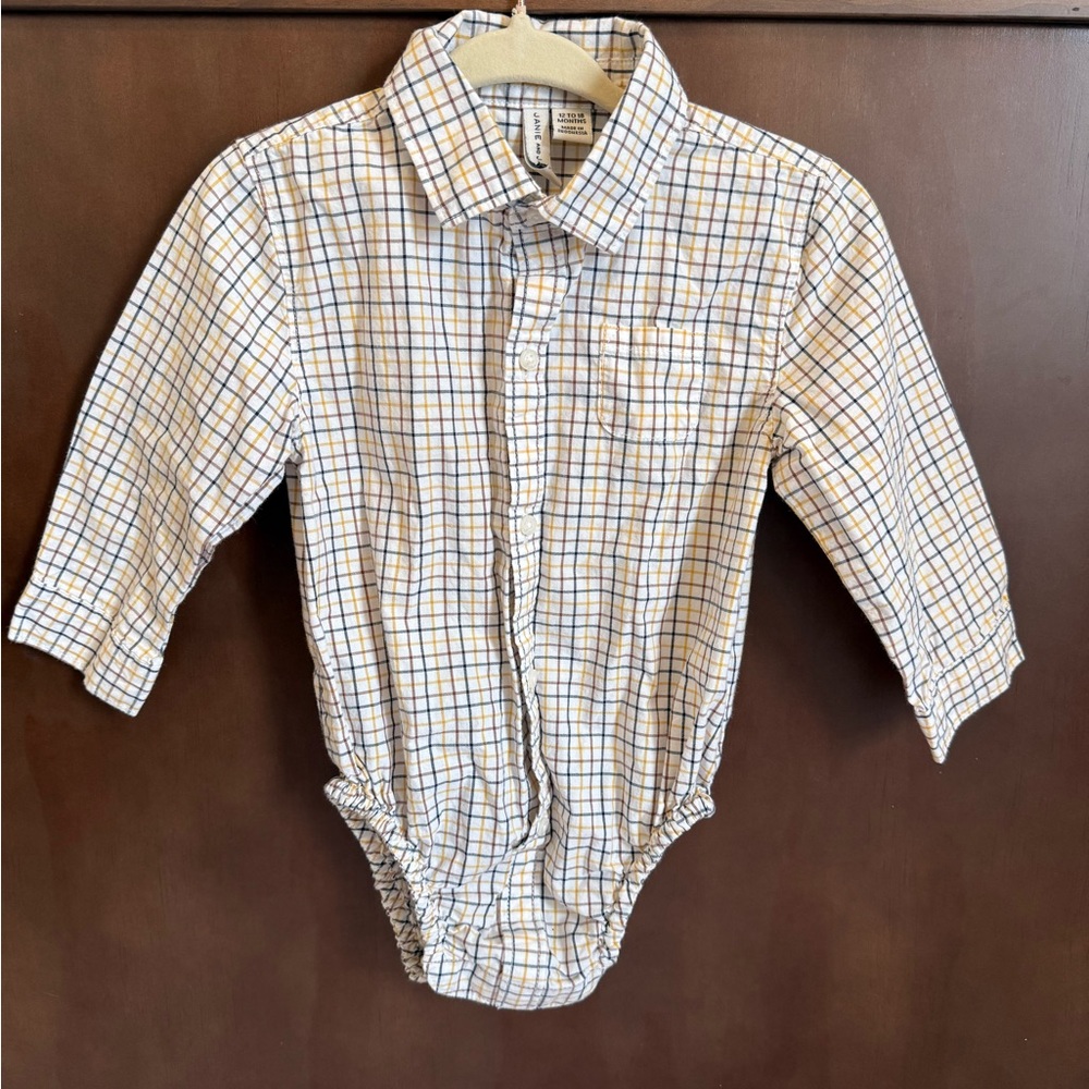 Janie and Jack Multicolor Plaid Baby Bodysuit